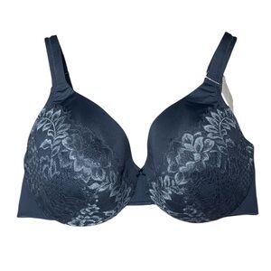 NWT Cacique Lightly Lined Underwire Full Coverage Bra Blue Lace Size 46D